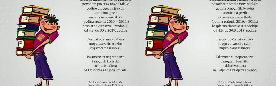 učenici prvih razreda osnovne škole rujan 2017. Akcija 50% svi građani Noć Knjige (21.