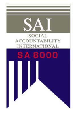 SA 8000:2014 SISTEM MENADZMENTA SOCIJALNE ODGOVORNOSTI SA 8000 je međunarodni privatni standard za sertifikaciju socijalne odgovornosti, koga je kreirala Social Accountabillity International SAI, a u