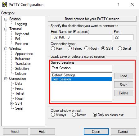 3.2 Pohrana profila korisničkih sjednica Kroz grafičko sučelje alata PuTTY moguće je za pojedine korisničke sjednice konfigurirati razne postavke, primjerice, moguća je prilagodba izgleda i ponašanja