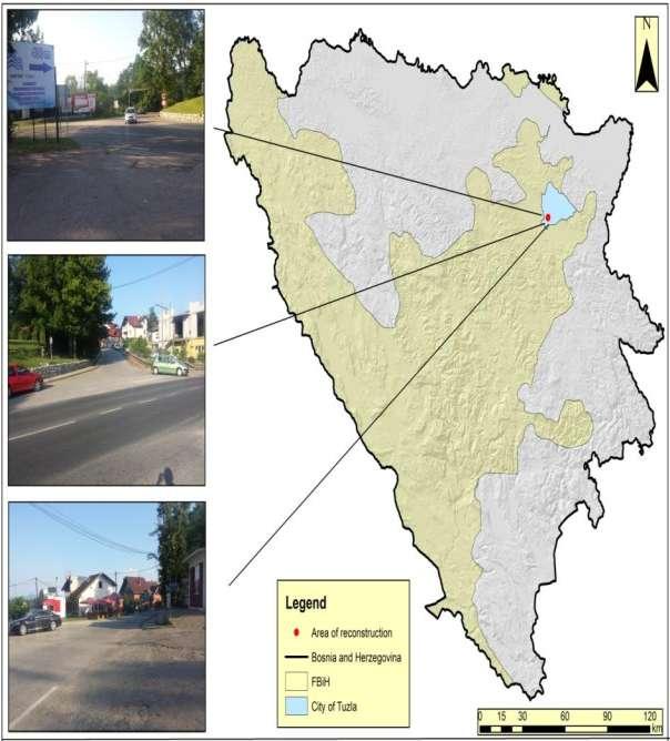 3. OPIS LOKACIJE Projekat se nalazi na raskrsnici magistralne ceste M-18, dionica 006 Šićki Brod 3 - Živinice 1 na km 2 + 500, obilaznice Tuzle i dvije lokalne ceste u gradu Tuzla u naselju Husino.