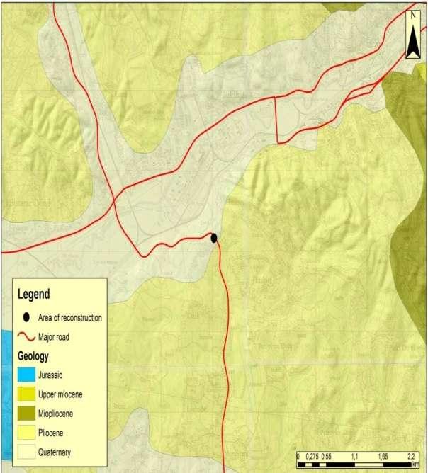 Slika 7: Geološka karta šireg područja projekta Izvor: Nacrt prostornog plana FBiH 20