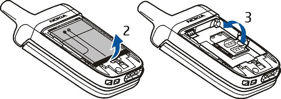 Da biste uklonili stra¾nji poklopac telefona povucite ga prema natrag (1).