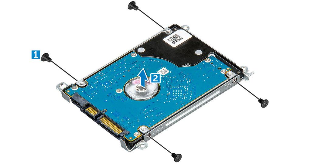 Ugradnja pogona tvrdog diska (HDD) 1 Pritegnite vijke M3xL3 za pričvršćenje metalnog nosača na HDD. 2 Priključite umetak HDD kabela. 3 Umetnite HDD u utor na računalu.