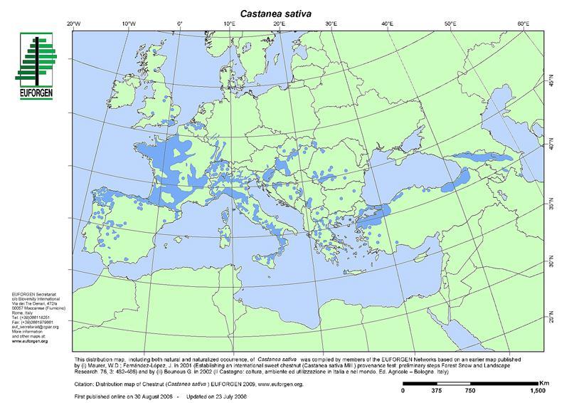 Prirodna rasprostranjenost istraţivane vrste Podruĉje rasprostranjenosti kreće se od juţne Europe (Pirenejski poluotok, Italija, Balkan) i sjeverne Afrike (Maroko), do sjeverozapadne Europe