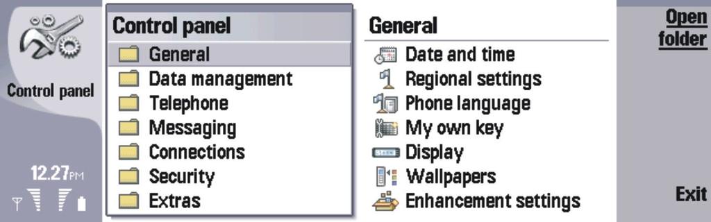 13. Control panel (Upravljačka ploča) U Control panel možete definirati i mijenjati različite postavke urežaja. Mijenjanje tih postavki utječe na rad urežaja u nekoliko programa.