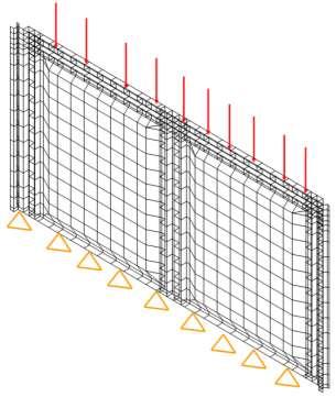 Na slici 3 prikazan je model duže stranice plastične preklopive ambalaže u ortogonalnoj projekciji, dok na slici 4 imamo prikazan model stranice opterećen silama i oslonjen na osloncima. Slika 3.