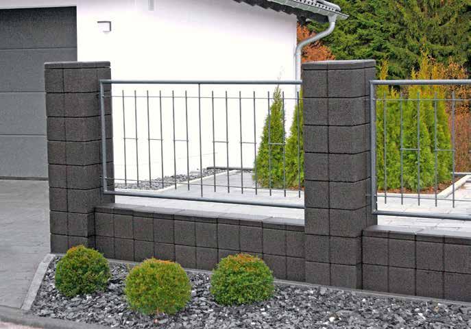 Vrtni zid Ambienta... elegantan, moderan oblik i brojne mogućnosti Za najjednostavniju izradu vrtnog zida. Jedan blok, težina samo cca. 16 kg, za zidove i stupove!
