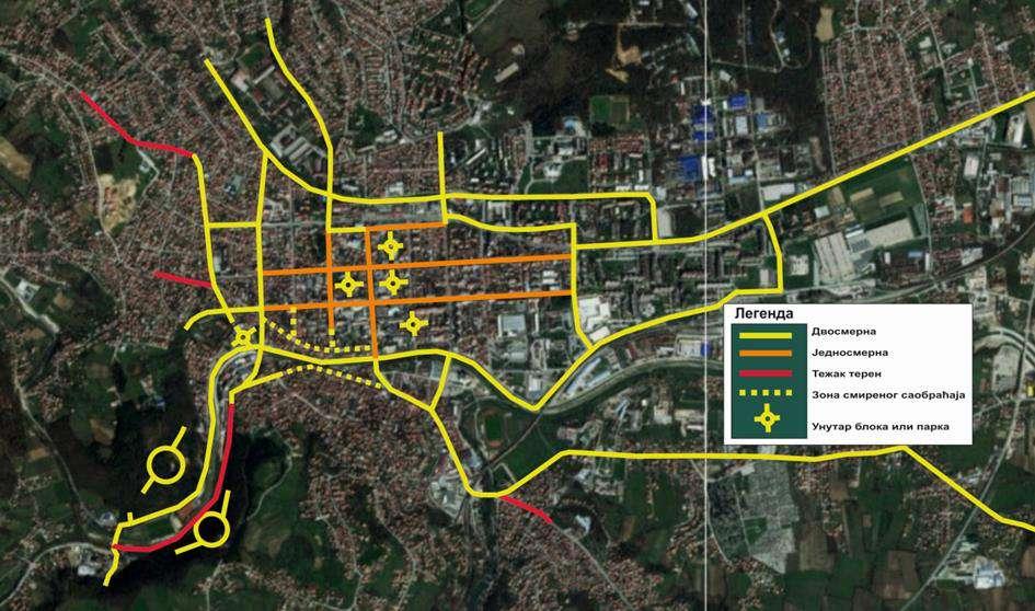 Планом се предвиђа и превођење пешачке зоне у улици Кнеза Милоша у зону смиреног саобраћаја која би омогућила кретање бициклистима уз обавезну брзину од највише 10 km/h.