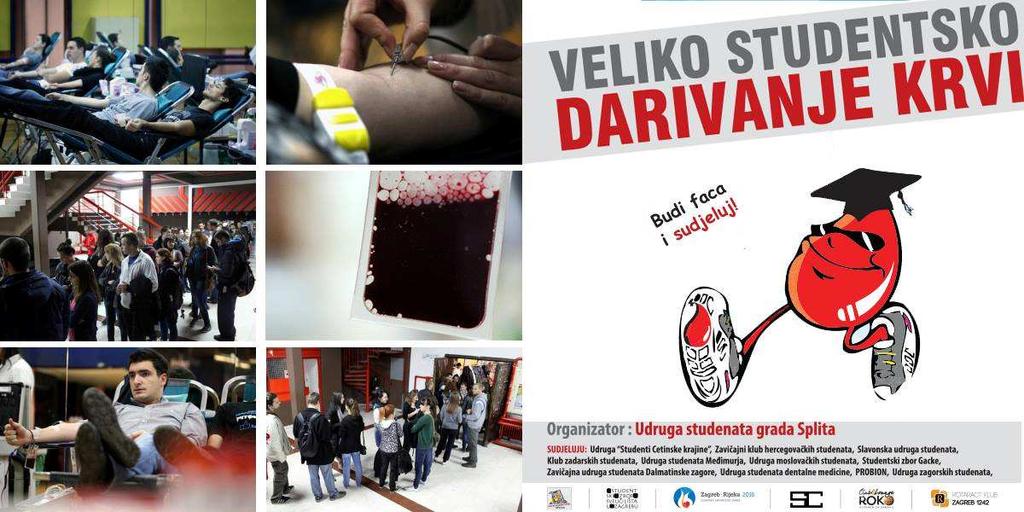 6. VOLONTIRANJA 6.1. Budi faca i sudjeluj 8.12.2016. godine Udruga studenata grada Splita je još jednom organizirala humanitarno Darivanje krvi u prostorijama Studentskog centra.