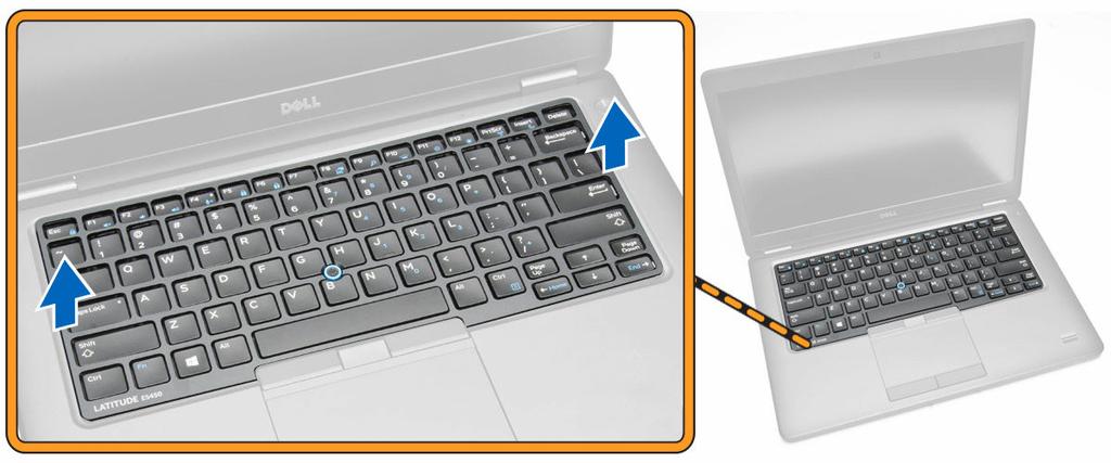 NAPOMENA: Za podizanje okvira tastature iz rubova možda će vam biti potreban oštar alat. 3. Uklonite okvir tastature sa tastature.