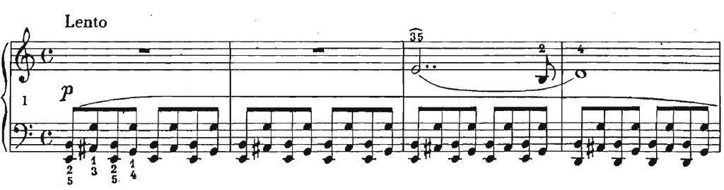3.2. Preludij br. 2 u a molu Lento Preludij br. 2 obilježen je akordičkom figuracijom koja uključuje kromatski izmjenični ton.