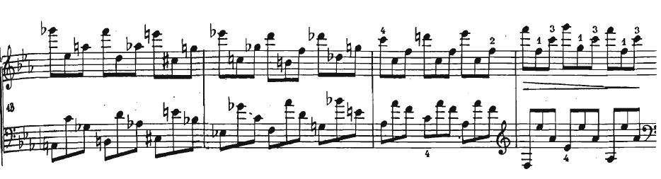 3.19. Preludij br. 19 u Es duru Vivace Devetnaesti preludij je trodijelnog oblika s codom od 49. do 71. takta.