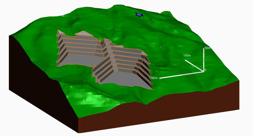 7.2.2. Generiranje raĉunalnog modela završne konture površinskog kopa i okolnog terena Završno stanje površinskog kopa predstavlja izgled površinskog kopa nakon završetka eksploatacije rezervi