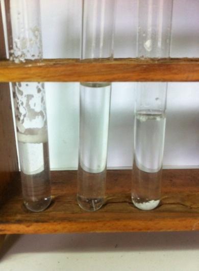 3.4.3. Reakcija karboksilnih kiselina sa bazom Pribor: stalak sa epruvetama. Hemikalije: sirćetna, stearinska i benzoeva kiselina, 10% rastvor NaOH, destilovana voda.