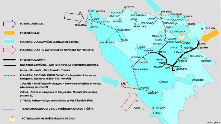 VIJESTI IZ REGIONA Kako će izgledati plinovod koji će spajati BiH i Hrvatsku Grafički prikaz moguće rute novog plinovoda Projekt Južne plinske interkonekcije između Hrvatske i BiH, na pravcu Zagvozd