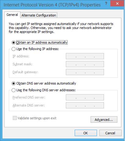 Kucnite Obtain an IP address automatically (Automatski dohvati IP adresu) i kucnite