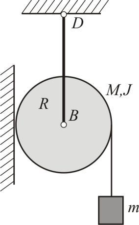 21 Хомогена крута греда (штап) AB масе m и дужине L је за непокретну подлогу везана зглобно у тачки D ( BD L/ 3). Штап започиње кретање из приказаног равнотежног положаја из стања мировања.