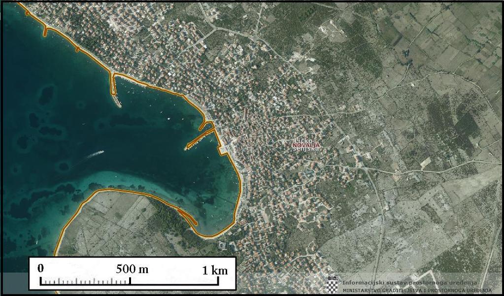 Sl. 14. Satelitska snimka naselja Novalja iz 2011.