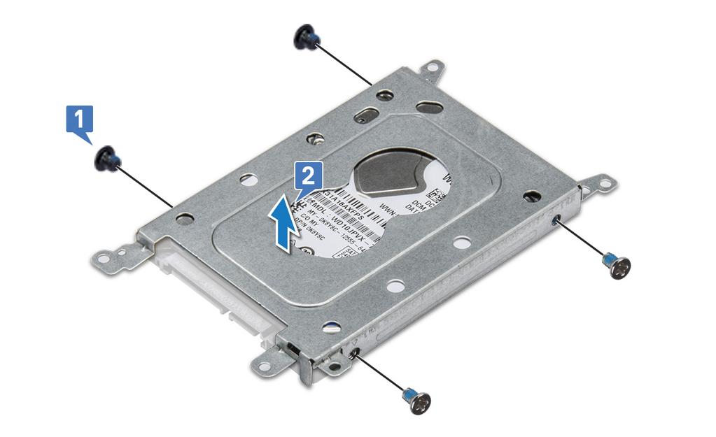 2 Pritegnite zavrtnje M3x3 da biste učvrstili hard disk za nosač hard diska.