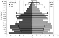 C&S_knjb_4 03.01.04 04:27 Page 540»OVJEK I SMRT. Teoloπki, filozofski, bioetiëki i druπtveni pristup Slika 2. Usporedna piramida starosti stanovniπtva Hrvatske 1953. i 2011.