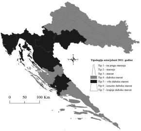 C&S_knjb_4 03.01.04 04:27 Page 544»OVJEK I SMRT. Teoloπki, filozofski, bioetiëki i druπtveni pristup Slika 6. Kartogram tipologije dobnog sastava stanovniπtva Hrvatske 2011. (slika 6).