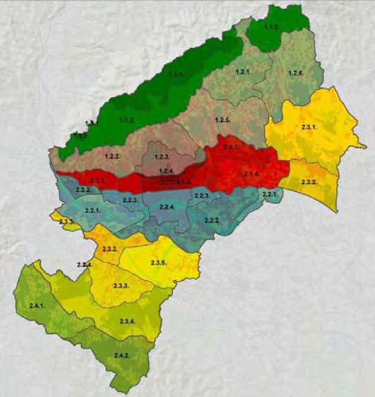 Prikaz 1. Kombinirani satelitski prikaz Grada Zagreba i okolnog područja Izvori: Google, PPGZ / Obrada: Prikaz 2. Tipovi krajobraza Grada Zagreba Izvor: Krajobrazna osnova Grada Zagreba 1.1.1. gorski šumski krajobraz 1.