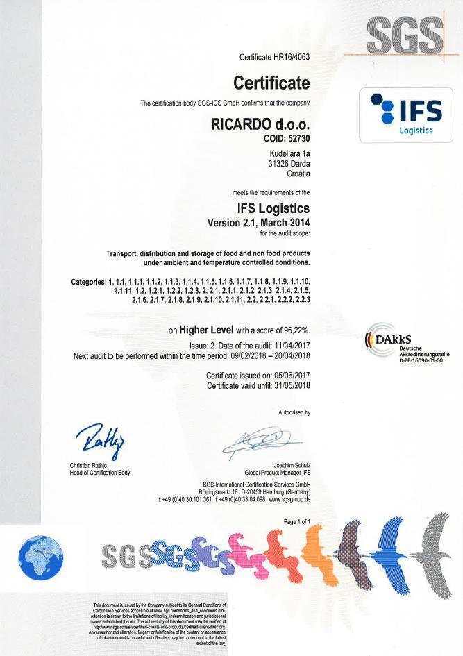 Slika 18: Certifikat Izvor: http://www.ricardo.