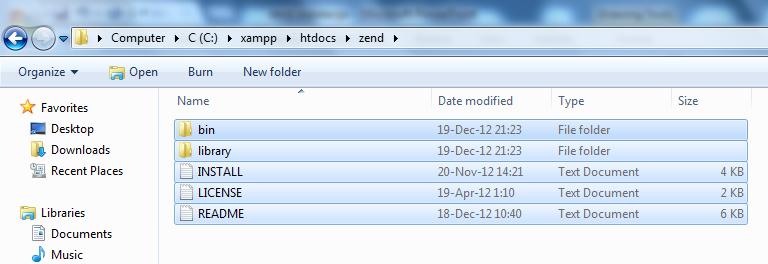 Raspakivanje datoteke U Xampp-u (folder htdocs) napraviti folder zend (ili neko drugo proizvoljno ime foldera) i