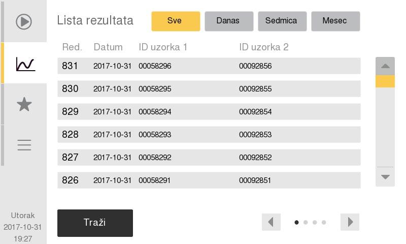 ekranu s rezultatima, štampanom primerku i izvezenom PDF-u.