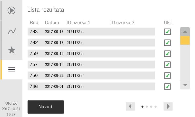 XX Rezultati kontrole kvaliteta i funkcija pretrage 1 Pokretanje režima pretrage kontrole kvaliteta z Idite u Glavni meni, a zatim izaberite Meni kontrole kvaliteta.