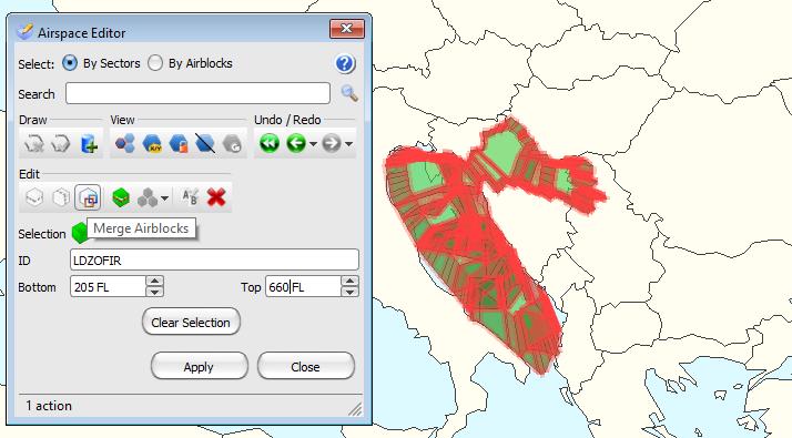 gornja granica je razina leta 660, a donja 205. Sektore u programu nije moguće spojiti ukoliko vertikalne granice nisu jednake, a bočne se ne dodiruju. Slika 26.