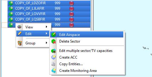 te ponoviti proces desnim klikom Edit Airspace. Sve sektore spojimo u jedan opcijom merge uz uvjet jednakih vertikalnih granica.