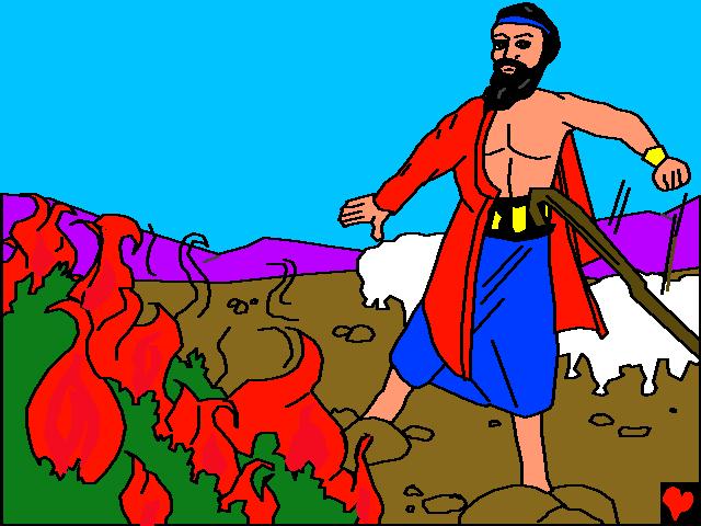 Једног дана Мојсије је примијетио у близини грм у пламену.