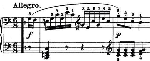 2.4.Pulsirajući akordi u trajanju osminke Drugi dio prvog stavka donosi nam rastvorbe C-dura i G-dura.