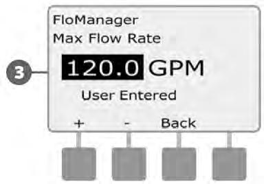 Podešavanje protoka za FloManager FloManager treba znati koliki je maksimalni kapacitet priključka sustava za navodnjavanje. Okrenite odabirač programatora na "Advanced Settings" napredne postavke.