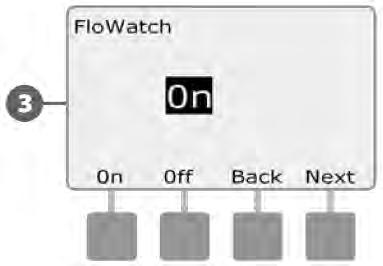 Uključivanje (i isključivanje) FloWatch funkcije Okrenite odabirač programatora na " Module Programming " Programiranje modula. Pojavljuje se "FloWatch" ekran.