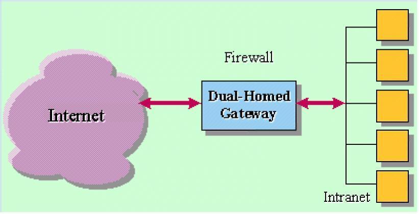 Dual-Homed Gateway ("meďu-sistemski") je Firewall koji se sastoji od računara sa najmanje dva mrežna adaptera.