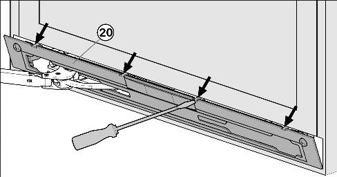 u Dobro pričvrstite vrata. u Oprezno odložite vrata. u Odvijte gornji podložak ležaja Fig. 8 (12)(2 puta Torx 25) Fig. 8 (13) i izvucite ga prema gore.