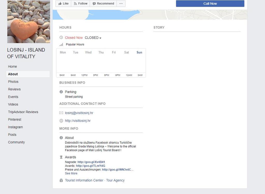 Anatomija Facebook profila 6 Story Informacije vezane uz poslovanje (kada