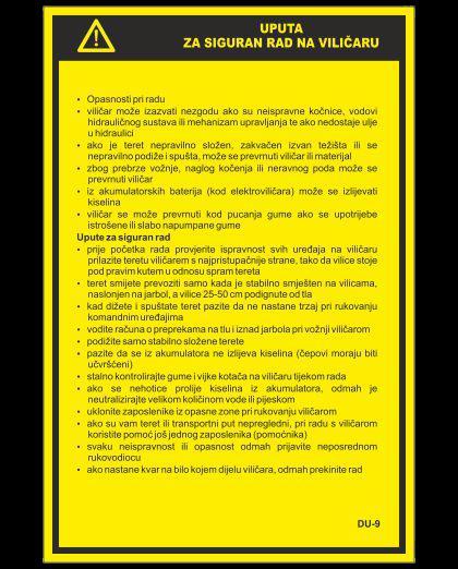 Slika 13: Uputa za siguran rad na viličaru 2.5. ZAKONSKA REGULATIVA 2.5.1. Pravilnik o zaštiti na radu pri utovaru i istovaru tereta(nn br.