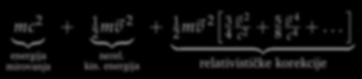 Relativistička kinematika i posledice Relativistička kinematika Opet: p = ( E/c, px, py, pz) p p = pμ ημνpν = pμ pμ = E2/c2 p2 = m2c2 = invarijanta E = γmc2 za česticu mase m, a E = pc ako m = 0.
