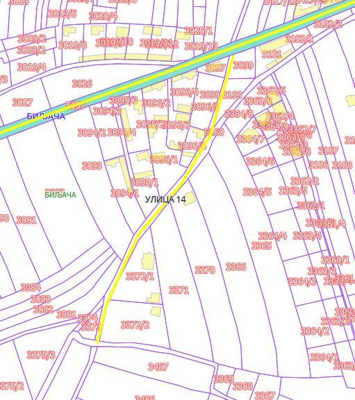 Улица 14 са парцелама Опис предложене улице бр. 14 Улица почиње од предложене улице бр.