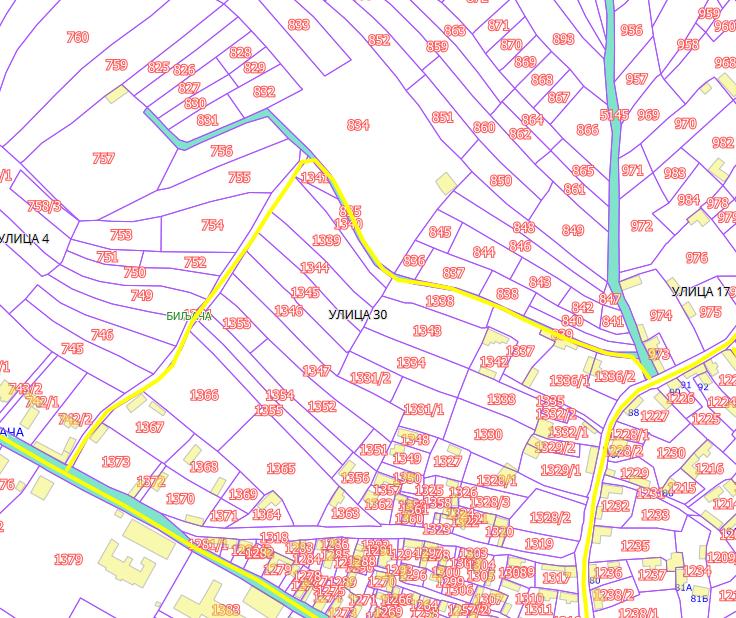 Улица 30 са парцелама Опис предложене улице бр. 30 Улица почиње од предложене улице бр.