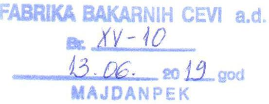 Z A P I S N I K Sa XV redovne sednice Skupštine akcionara Akcionarskog društva Fabrika bakarnih cevi a.d. Majdanpek, održane u Majdanpeku dana 13.06.2019.