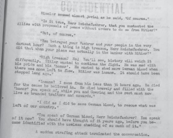 29. travnja 1945. 107 Izjava Hanne Reitsch američkim tajnim službama. Jedan primjerak čuva se u GARF-u.