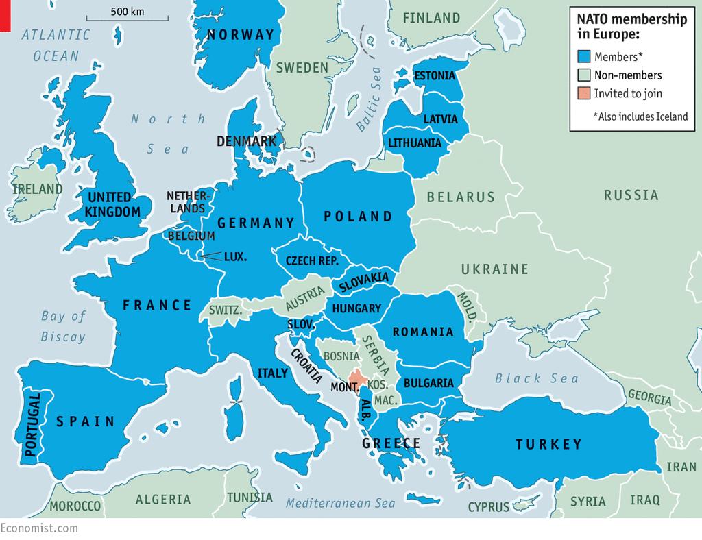 Slika 17. Karta država članica NATO-a Izvor: http://economist.com/news/europe/21683967-montenegros-accession-fills-onefew-remaining-gaps-westernalliance?
