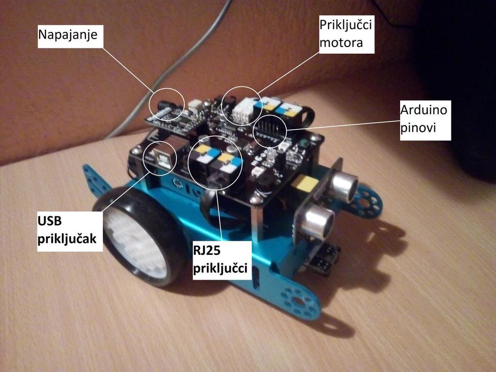 4. Implementacija rješenja 4.2. Konstrukcija mbot robota s dodatcima U implementaciji robotskog rješenja korišten je već sastavljeni mbot (slika 12).
