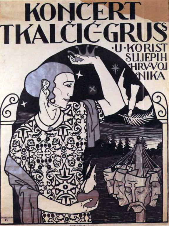 Tomislav Krizman: Poster 'U Korist Slijepi Hrvatski Vojnika' 1915.