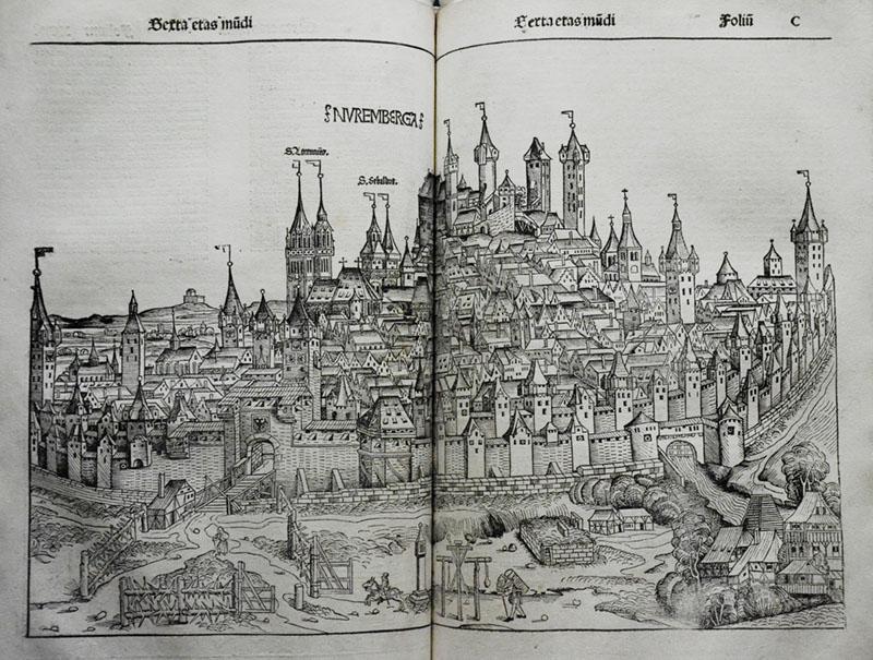 Нирнберг Место издавања Шеделове књиге је Нирнберг, познат и као Нуремберг, смештен у Баварској (јужна Немачка) на реци Пегниц. Развијао се у 15. веку око замка, а 1219. добио је прву повељу.