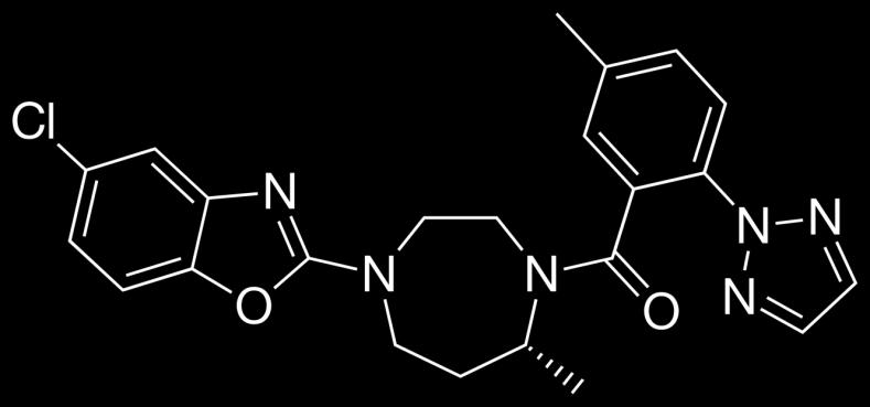 4.1.2.3. Suvoreksant Suvoreksant (Slika 11) je prvi odobreni antagonist oreksinskih receptora za terapiju nesanice u SAD-u i Japanu, poznatiji pod zaštićenom nazivu Belsomra. Slika 11.